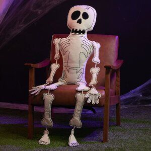 Large Skeleton Sitter Life Sized Stuffed Canvas Skeleton sitter 48" x 11.5" x 6"